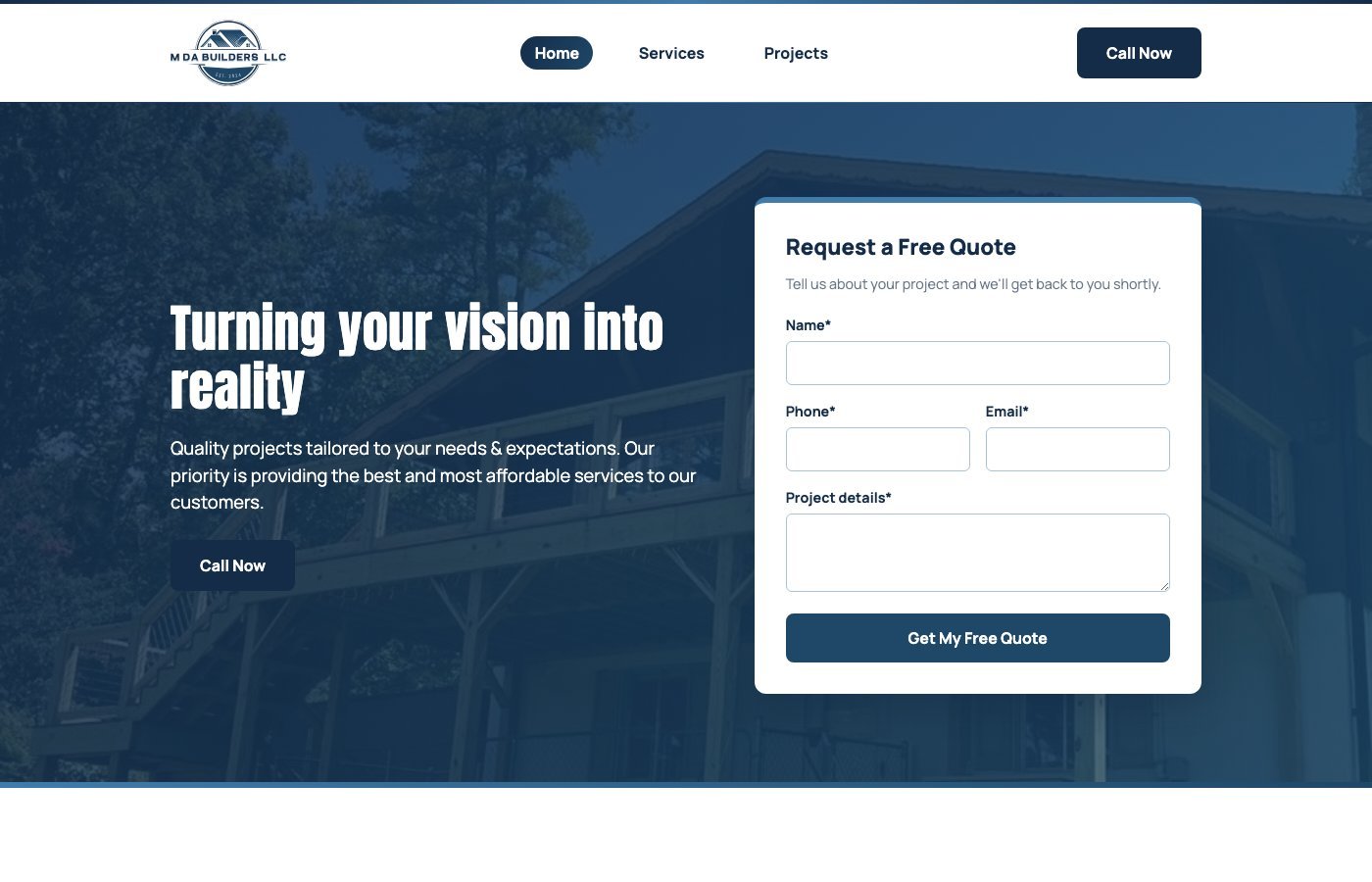 MDA Builders LLC website
